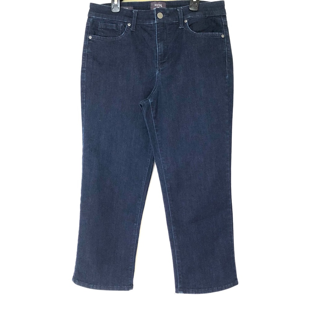 NYDJ ~ Slim Crop Jeans ~ Dark Blue Wash ~ Coolmax Technology ~ EUC ~ Size 10